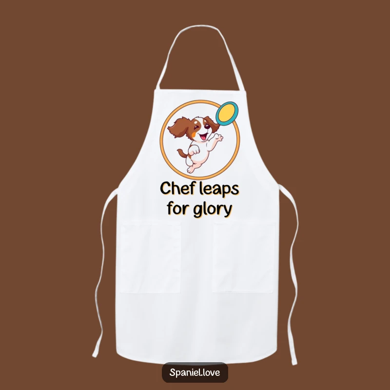 Funny Spaniel Hoop Leap Apron: Cook and Play with Canine Energy