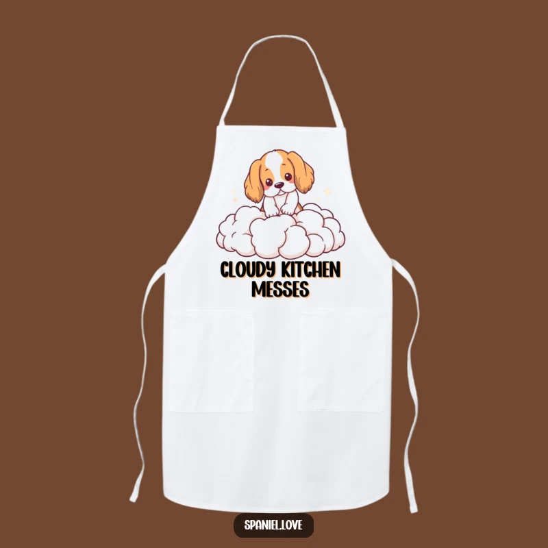 Funny Spaniel Cloud Digging Apron: Cook Up Dreams with This Whimsical Gift
