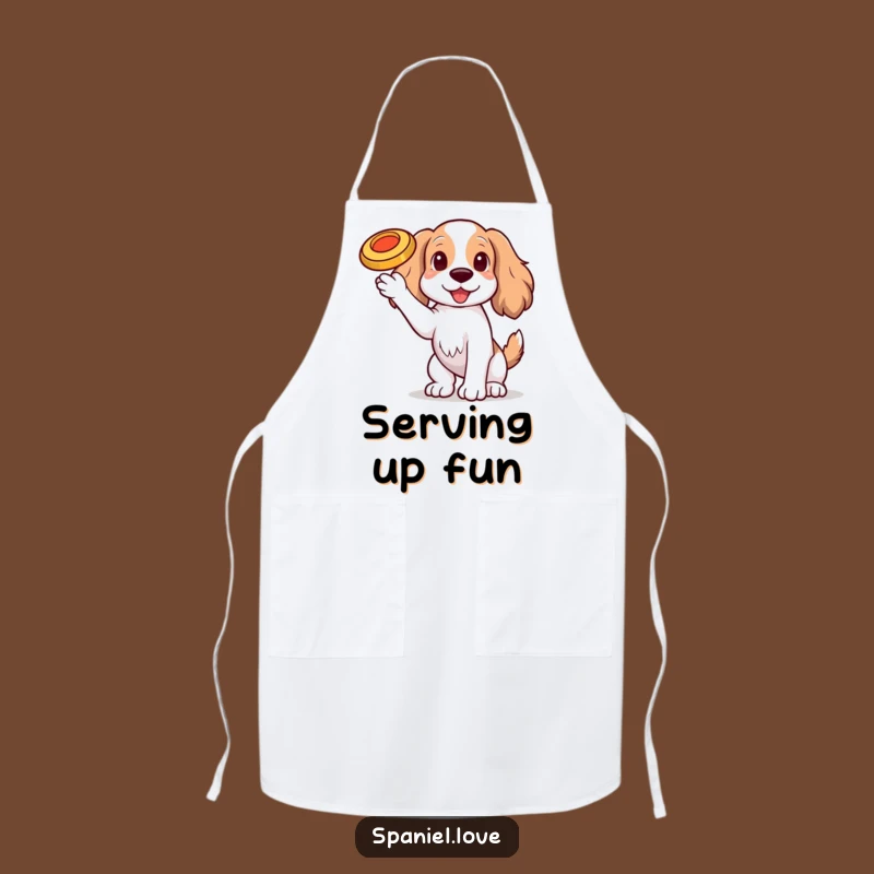 Funny Spaniel Frisbee Apron: Chef Dog's Skill, Kitchen Funny Gift