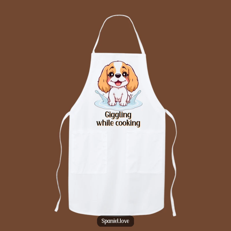 Funny Spaniel Giggling Puddle Apron: Cook Up Fun with This Joyful Gift
