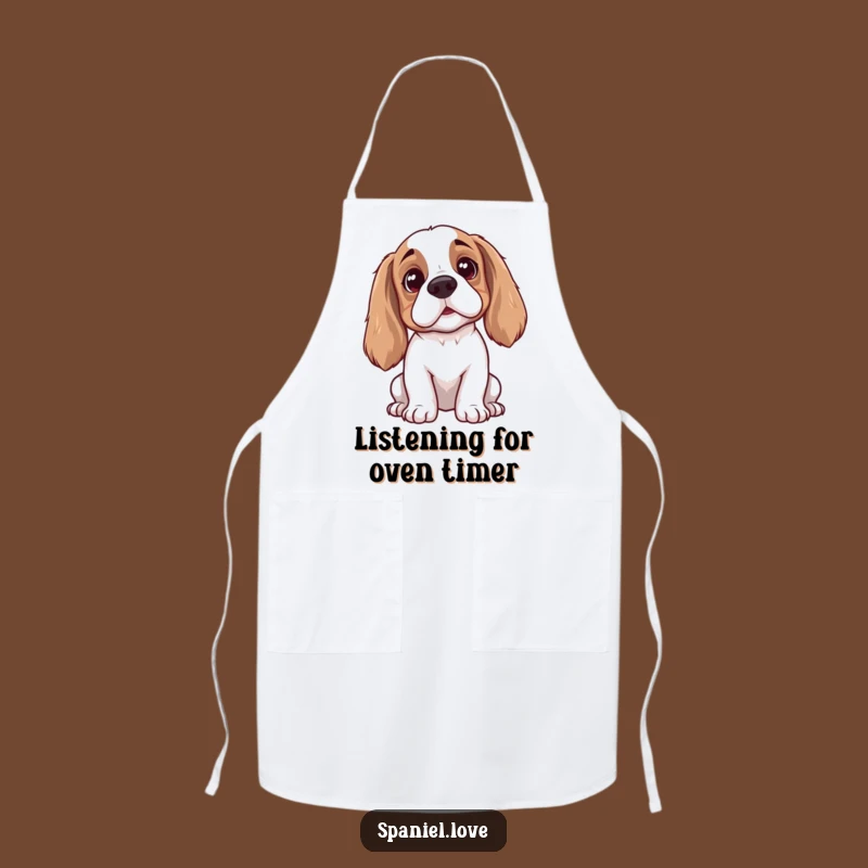 Funny Spaniel Listening Apron: Chef Dog Apron for Humorous Kitchen Gift