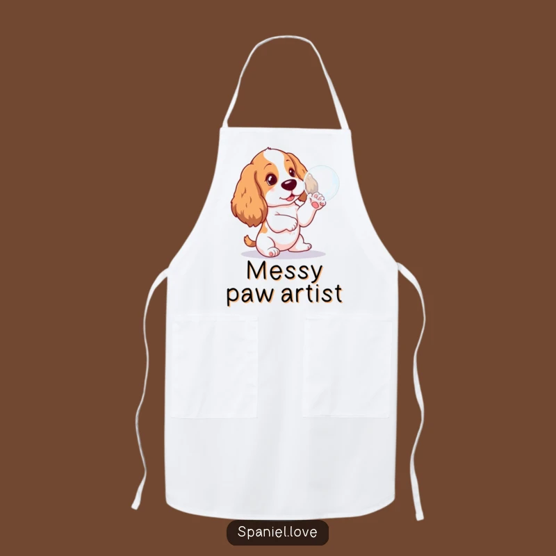 Funny Spaniel Pup Bubble Pawing Apron: Kitchen Dog Lover Gift