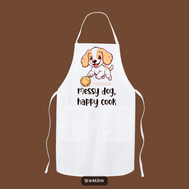 Funny Spaniel Ball Chase Apron: Cook with Canine Cheer