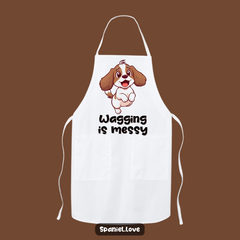 Funny Spaniel Tail Apron: Cook Up Laughs with a Surprised Pup Chef.