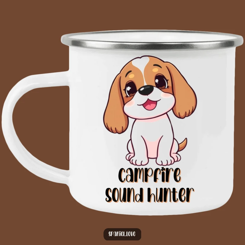 Funny Tilted Spaniel Camping Mug: Adventure Fuelled by Canine Curiosity