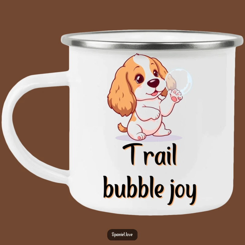 Durable Funny Spaniel Pup Bubble Pawing Camping Mug: Outdoor Dog Gift