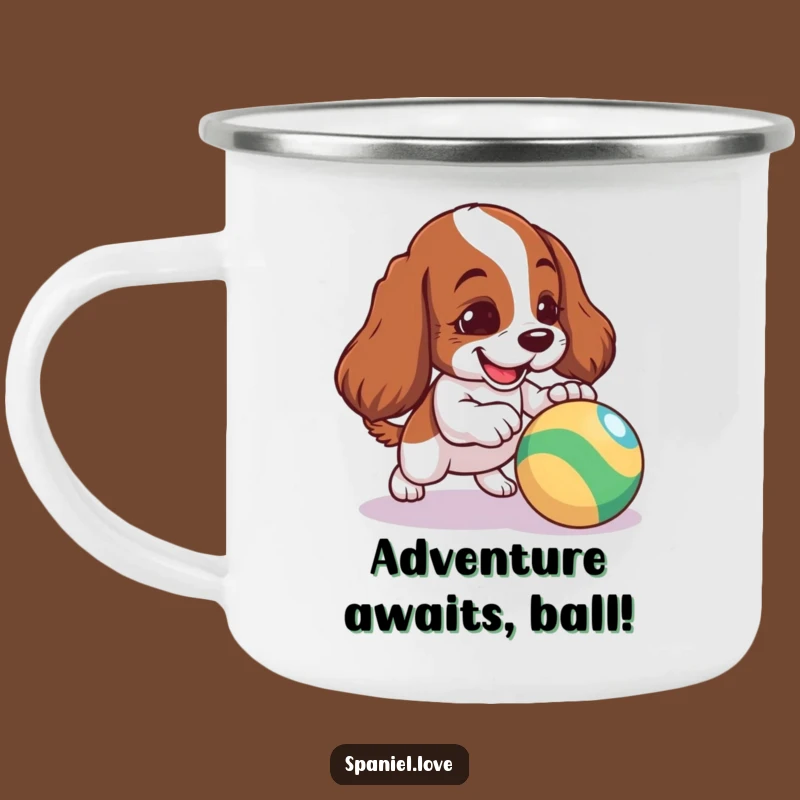 Funny Spaniel Camping Mug - Mischievous Dog Outdoor Adventure Gift, Durable