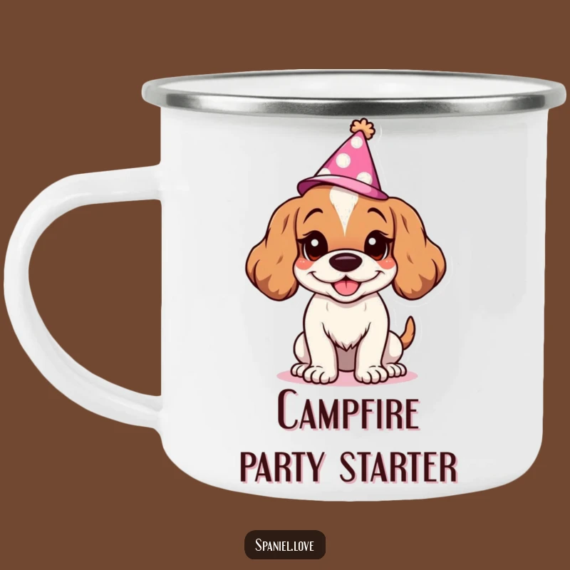 Funny Spaniel Party Camping Mug: Goofy Grin for Outdoor Celebrations