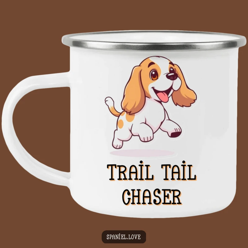 Funny Spaniel Tail Chase Camping Mug: Adventure & Floppy Ear Fun