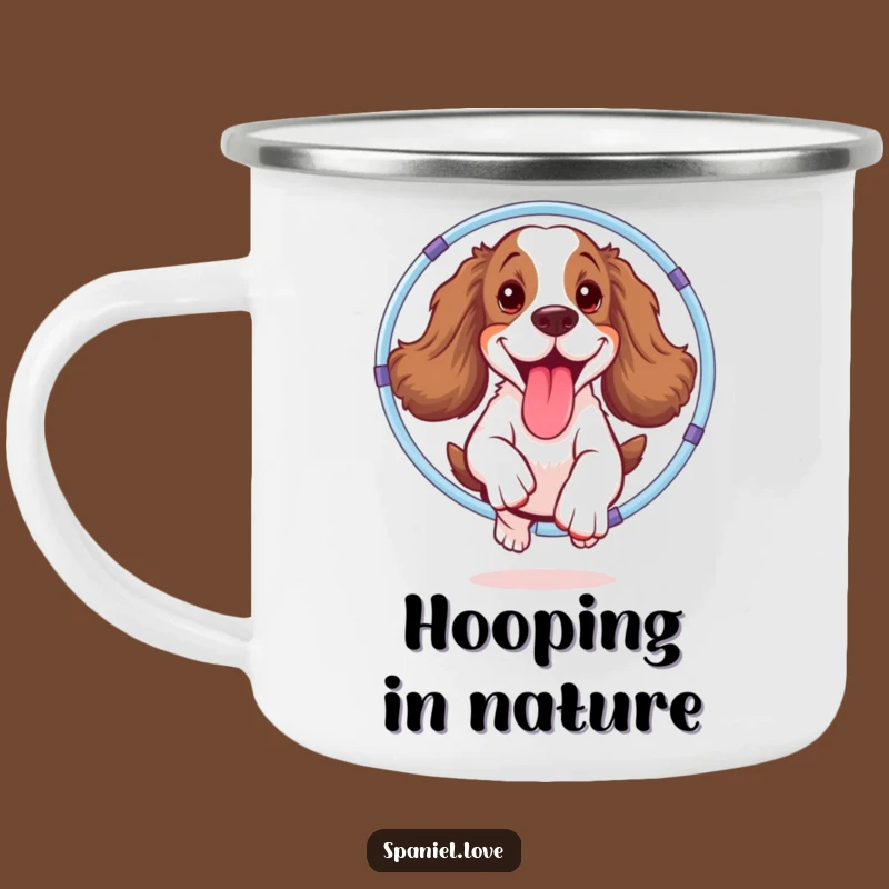 Funny Spaniel Hula Hoop Camp Mug: Your Hilarious Companion for Outdoor Fun!
