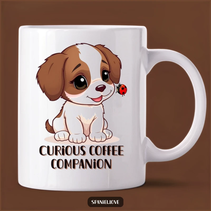 Funny Spaniel Ladybug Curiosity Mug: Adorable Cub Dog Lover Gift