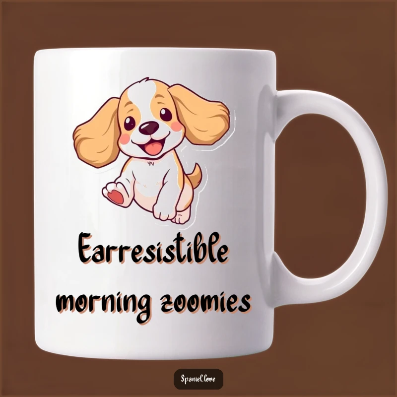 Funny Spaniel Jumping Mug: Adorable Floppy Ears Flying, Perfect Funny Gift