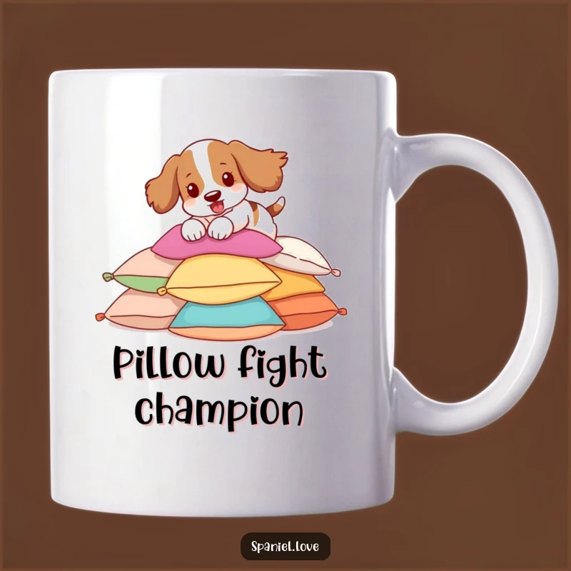 Funny Spaniel Pillow Pounce Mug: Hilarious Canine Chaos, Perfect Gift