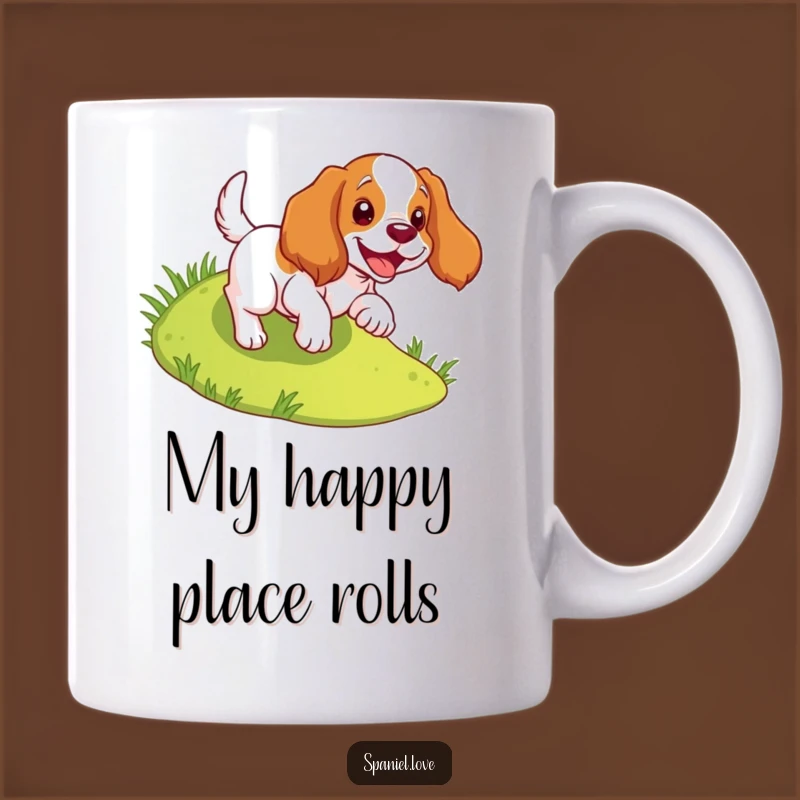 Funny Spaniel Rolling Down Hill Mug - Hilarious Joyful Dog Gift