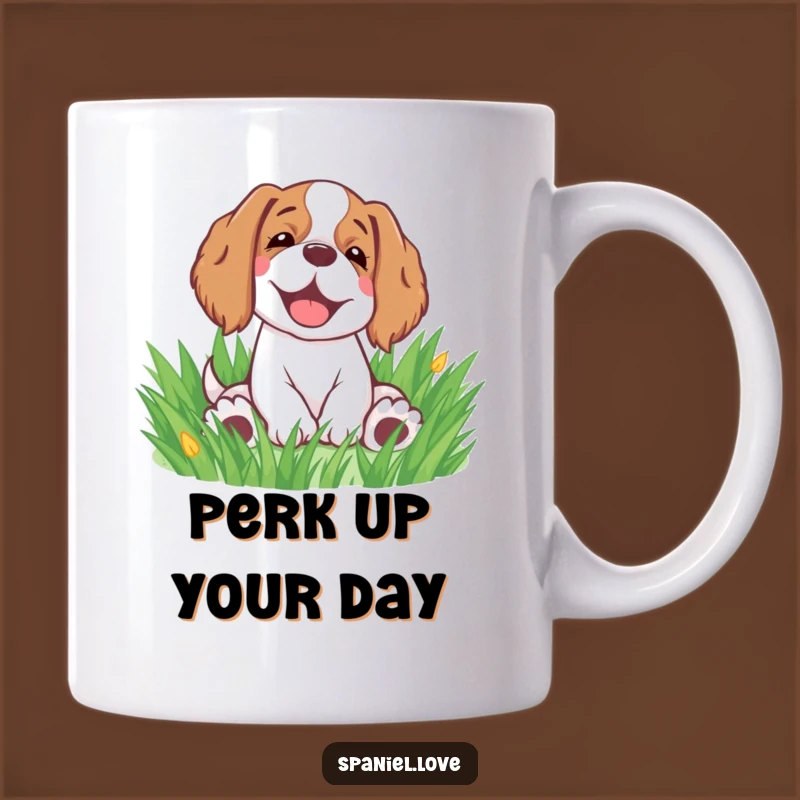 Funny Spaniel Rolling in Grass Mug - Happy Dog Sigh Gift