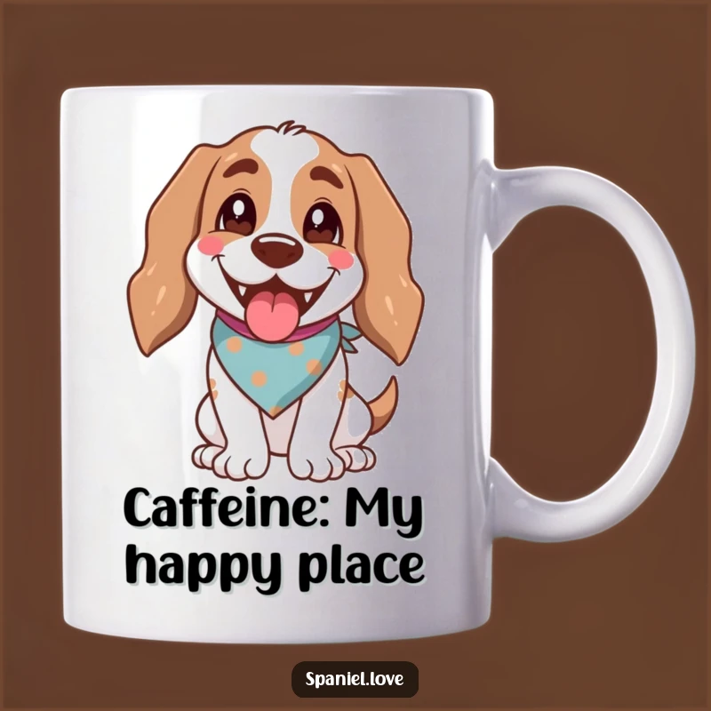 Happy Panting Spaniel Bandana Mug - Cheerful Dog Lover Humorous Gift