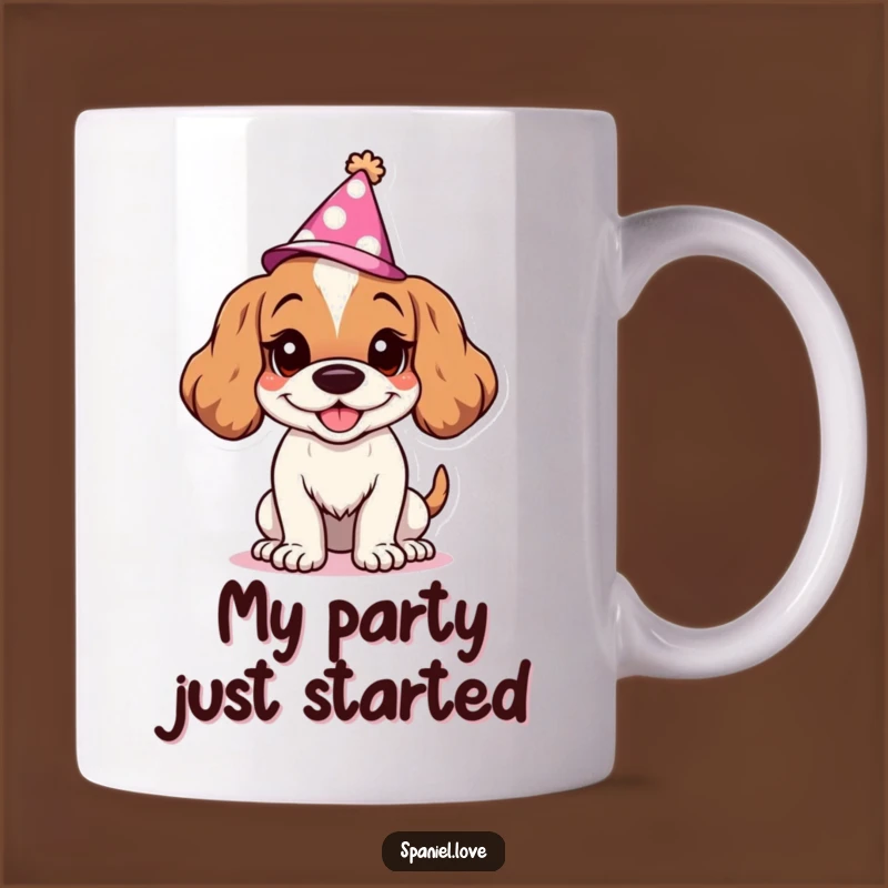 Funny Spaniel Party Pup Mug: Hilarious Goofy Grin Perfect Gift
