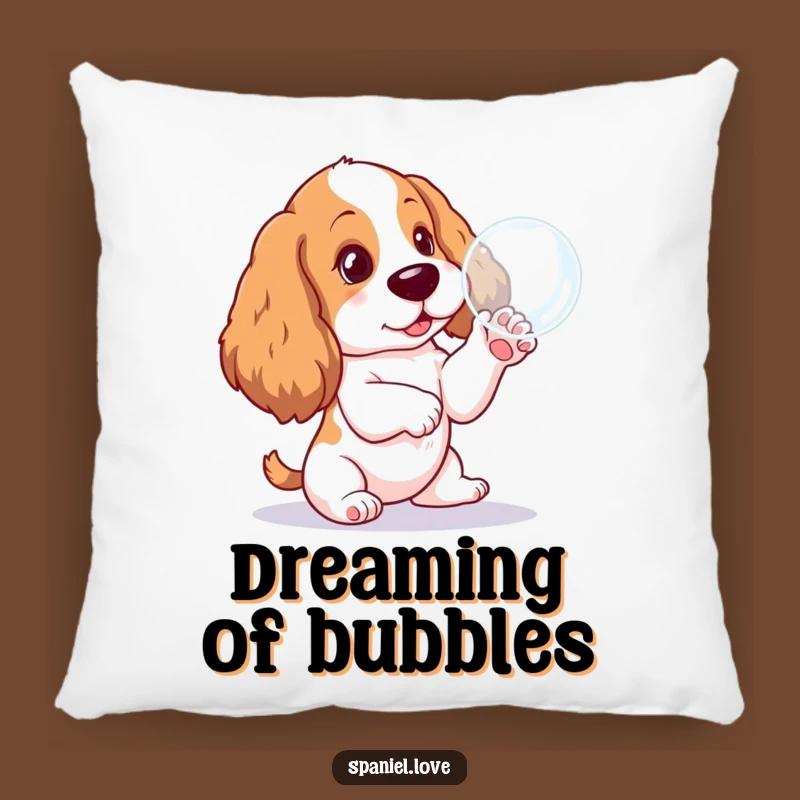 Comfy Funny Spaniel Pup Bubble Pawing Pillow: Soft Dog Accent Pillow