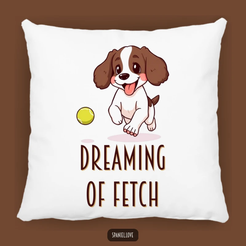 Funny Spaniel Tennis Ball Throw Pillow: Cozy Comfort for Happy Pups!