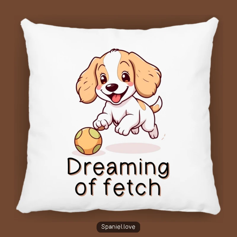 Funny Spaniel Ball Chase Pillow: Cozy Comfort for Dog Lovers