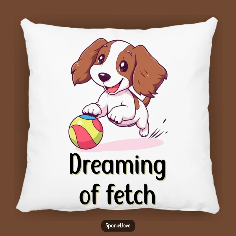 Funny Spaniel Ball Chase Pillow: Cozy Dog Ears Flapping Comfort