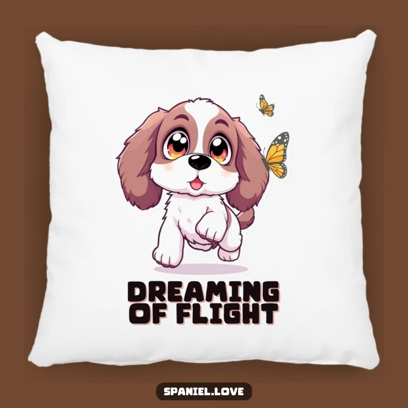 Funny Spaniel Butterfly Leap Pillow: Cozy Comfort with a Touch of Magic