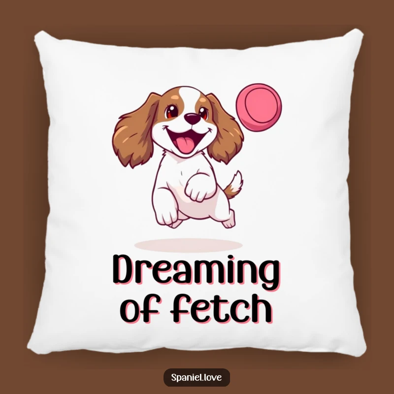 Funny Spaniel Frisbee Pillow: Cozy Comfort with Hilarious Doggy Action