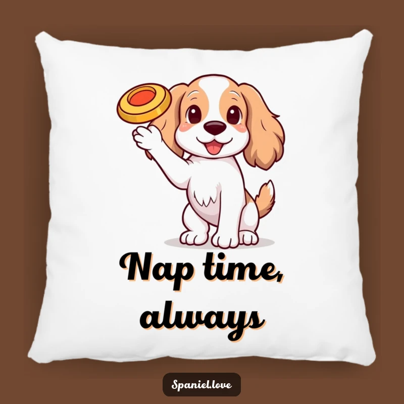 Funny Spaniel Frisbee Pillow: Soft Dog Cushion, Cozy Funny Gift
