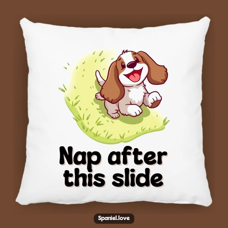 Funny Spaniel Hill Slide Pillow: Comfy Canine Cushion, Perfect Decorative Funny Gift