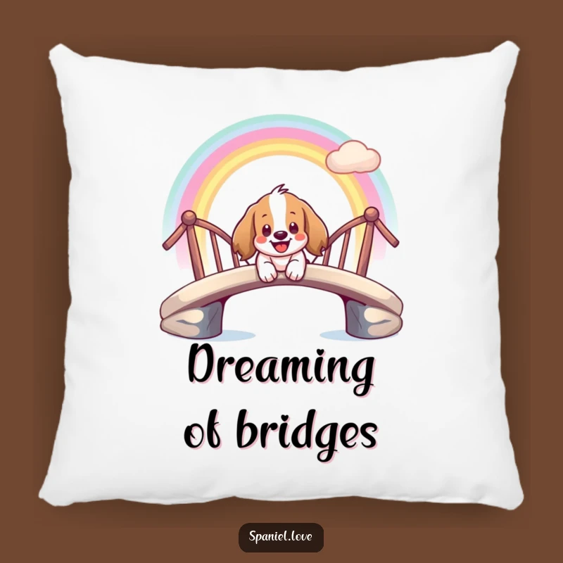 Funny Spaniel Rainbow Pillow: Cozy Comfort on a Magical Canine Journey.