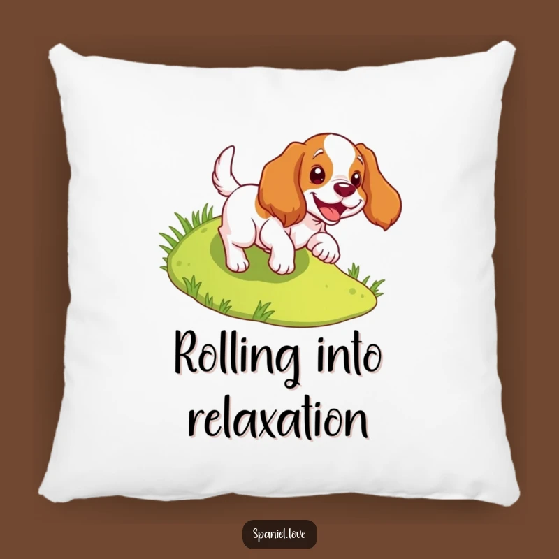 Funny Spaniel Tumbles Downhill Pillow - Cozy Comfort & Canine Cheer
