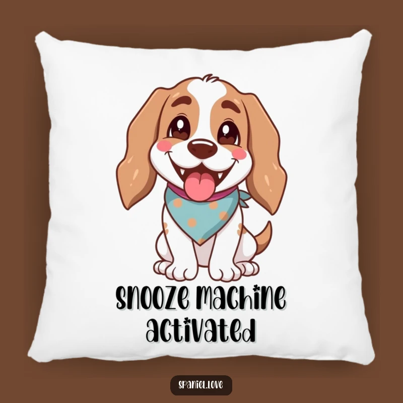Happy Spaniel Bandana Pillow - Cozy Cheerful Dog Decor Gift
