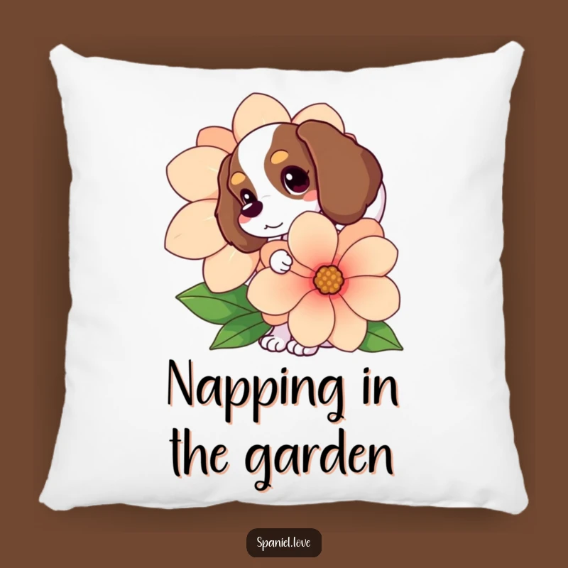 Comfy Funny Spaniel Flower Peek Pillow: Soft Dog Accent Pillow
