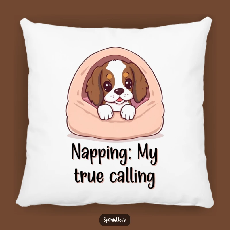 Funny Spaniel Anticipation Pillow - Cozy Humorous Dog Decor Gift