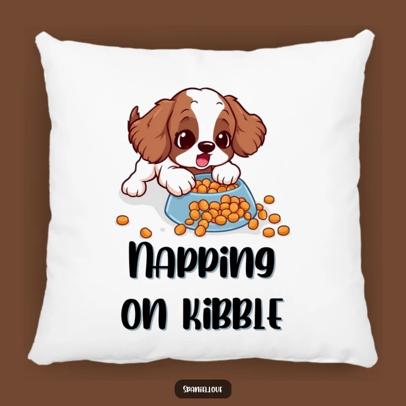 Funny Spaniel Pillow: Kibble Slide Surprise, Soft Comfort Gift