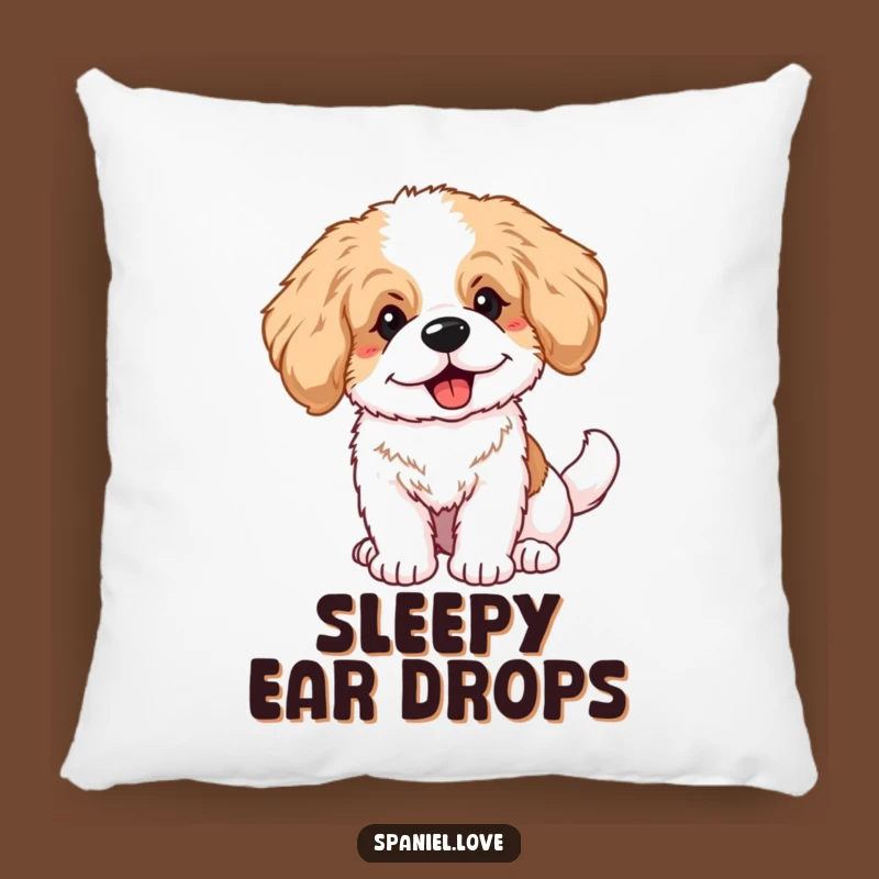 Funny Fluffy Spaniel Puppy Big Ears Wagging Tail Pillow: Cuddle Buddy