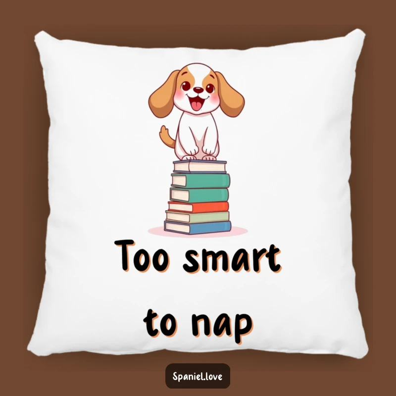 Funny Bookworm Spaniel Pillow: Cozy Comfort with Hilarious Literary Charm!