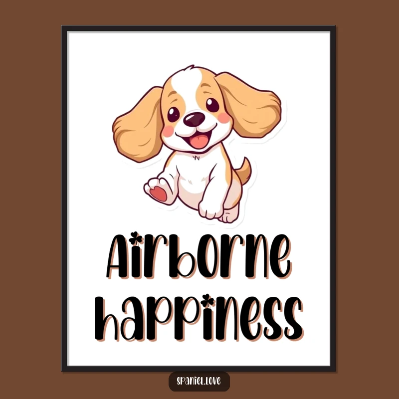 Funny Spaniel Digital Art: Vibrant Jumping Dog, Instant Funny Gift for Walls