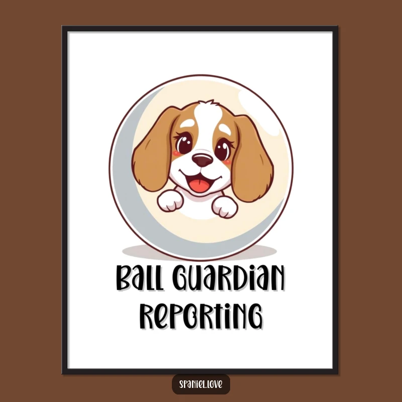 Funny Spaniel Ball Bark Digital Art: Instant Playful Decor
