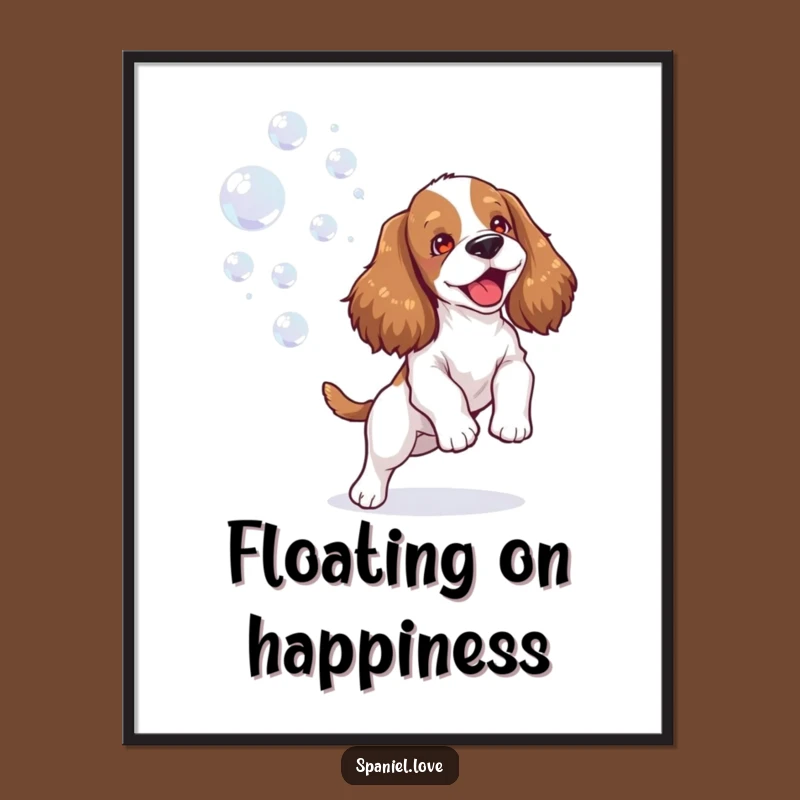 Funny Happy Spaniel Bubble Art Print: Instant Joyful Wall Decor!