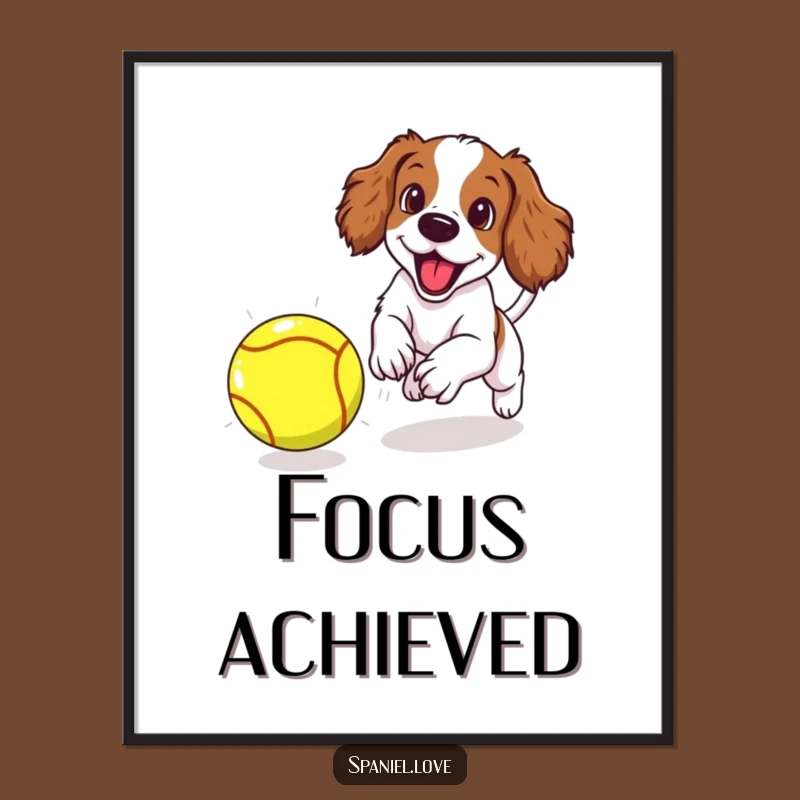 Funny Spaniel Puppy Digital Art: Chasing Giant Ball, Instant Humorous Download