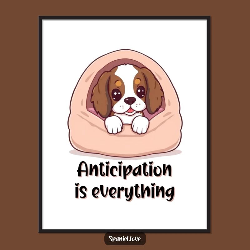 Funny Spaniel Anticipation Digital Art - Humorous Dog Wall Decor Gift
