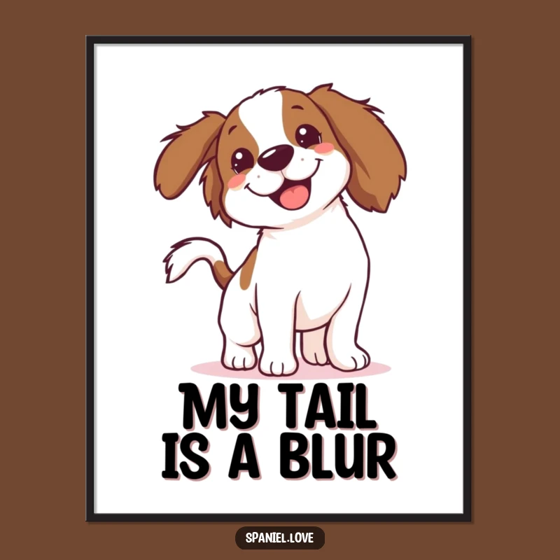 Funny Spaniel Blur Digital Art: Hilarious Wall Art of a Fast-Wagging Tail Dog