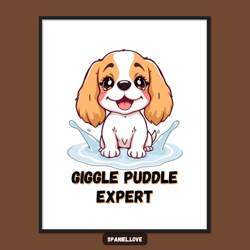 Funny Spaniel Giggling Puddle Digital Art: Instant Joyful Decor