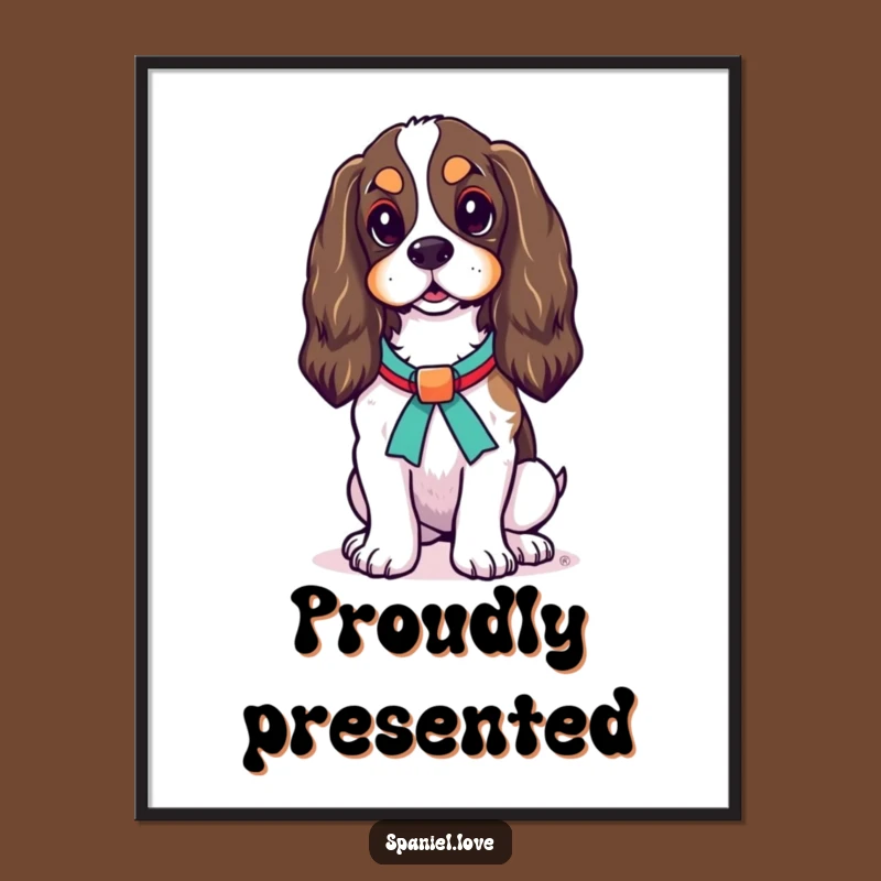 Funny Spaniel Ribbon Digital Print: Elegant Wall Art for Instant Sophisticated Joy