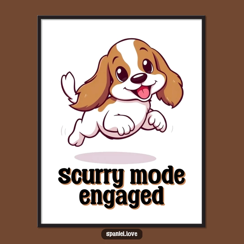 Funny Spaniel Scurry Digital Art - Hilarious Dog Wall Decor Gift