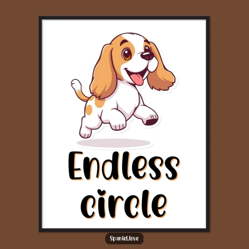 Funny Spaniel Tail Chase Digital Art: Instant Floppy Ear Joy Download