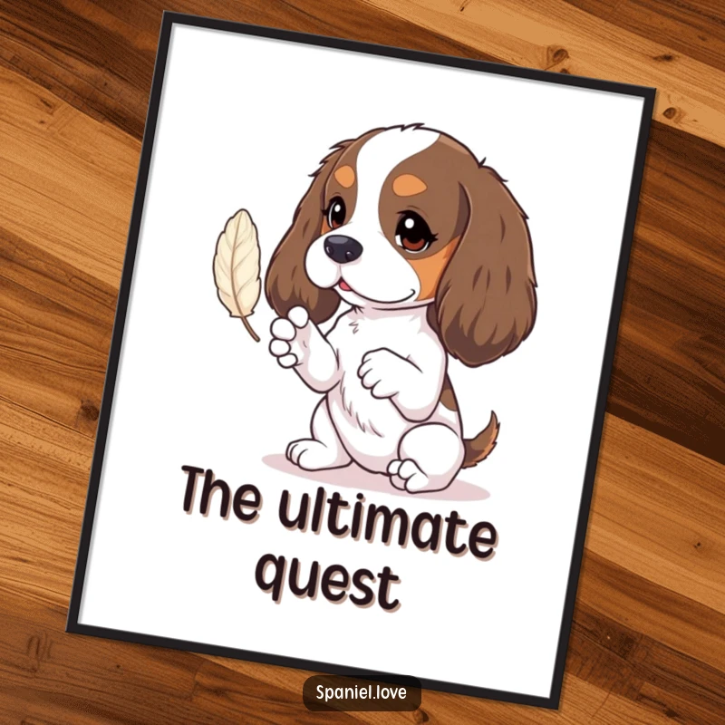 Funny spaniel digital art print of tiny paws batting at a feather, perfect for instant whimsical decor.