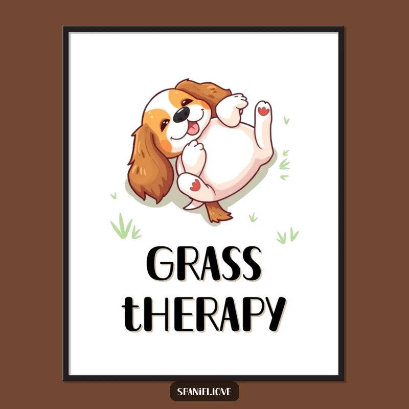 Funny Rolling Spaniel Digital Art: Instant Joyful Decor for Dog Lovers