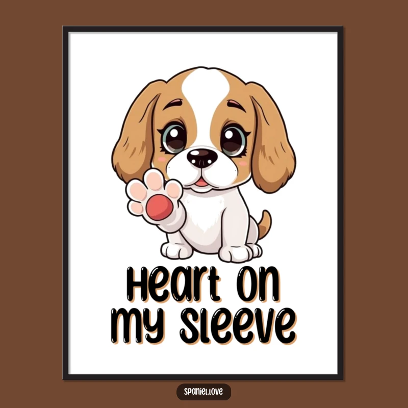 Funny Spaniel Paw Friend Digital Art: Adoring Eyes Print for Loving Decor